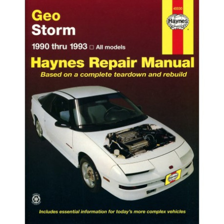 Geo Storm Haynes Repair Manual covering all Storm models from 1990 thru 1993