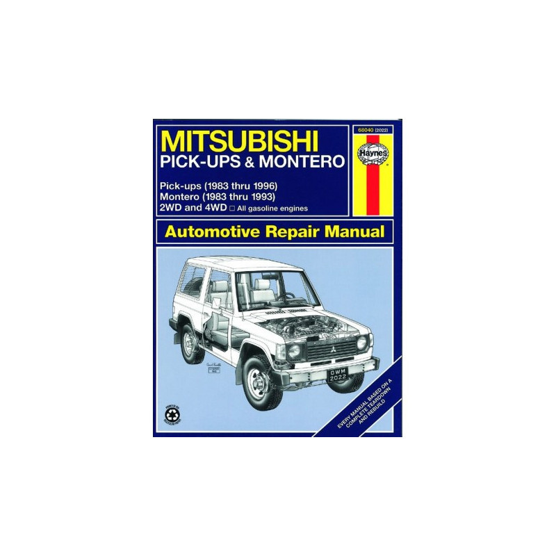 Mitsubishi Pick-ups & Montero Haynes Repair Manual for 1983 thru 1996 covering 2WD & 4WD models with gasoline engin