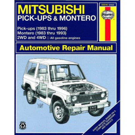 Mitsubishi Pick-ups & Montero Haynes Repair Manual for 1983 thru 1996 covering 2WD & 4WD models with gasoline engin